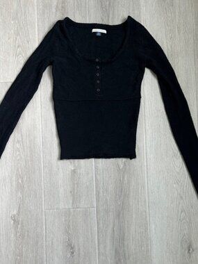 American Eagle Outfitters Black Long Sleeve fitted shirt size XXS